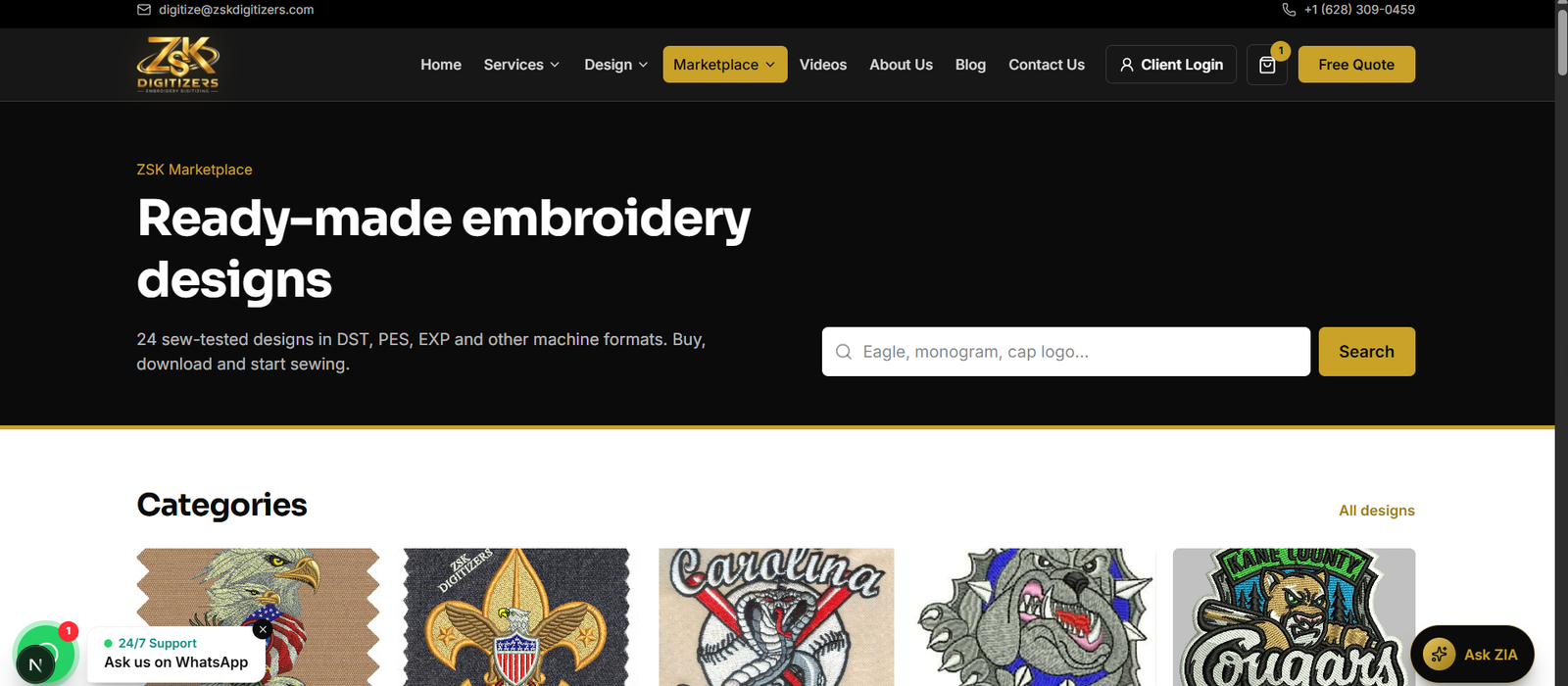 ZSK Digitizers Embroidery Digitizing Website and Marketplace screenshot 4