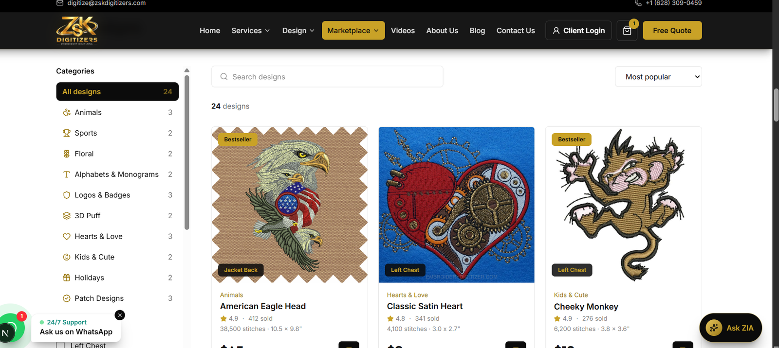 ZSK Digitizers Embroidery Digitizing Website and Marketplace screenshot 5