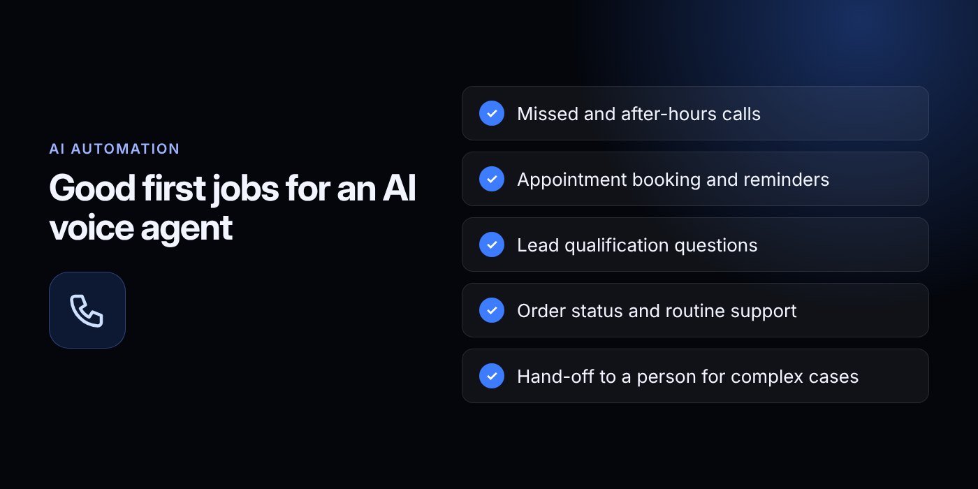 Good first jobs for an AI voice agent (AI Automation checklist)