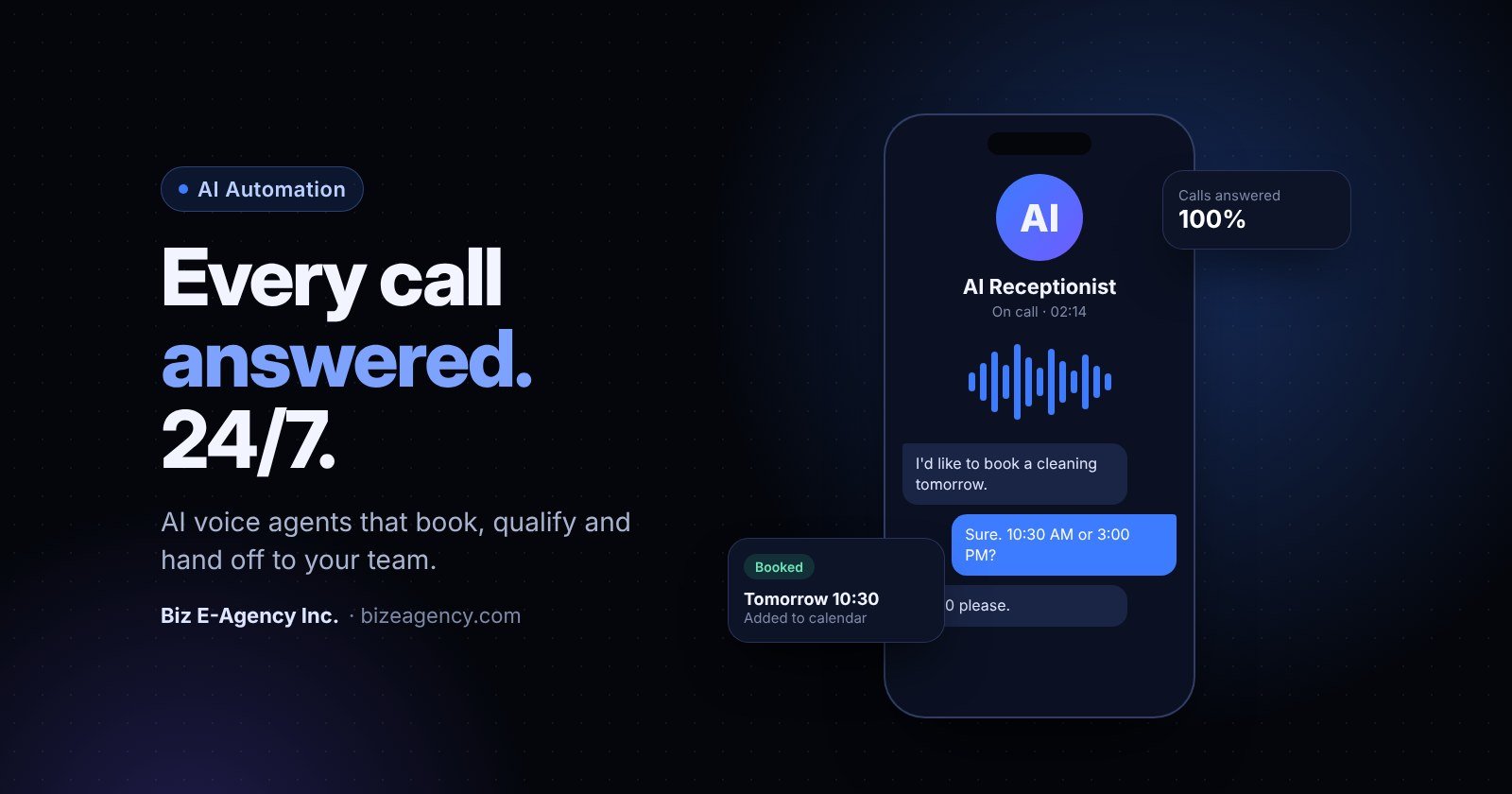 AI Voice Agent for Business Guide 2027: Setup, Rules, Costs | Biz E-Agency Inc.